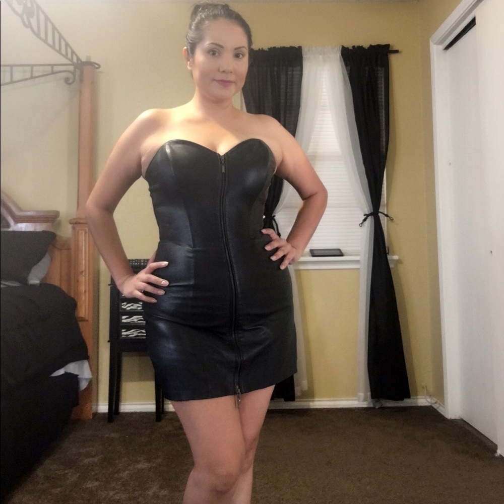 Black leather strapless dress Marciano by Guess